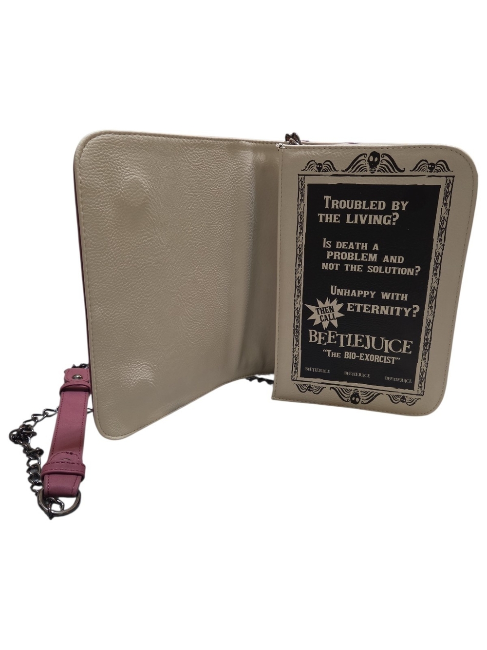 Beetlejuice Handbook for the Recently Deceased Crossbody Bag Burgundy - Picture 4 of 6